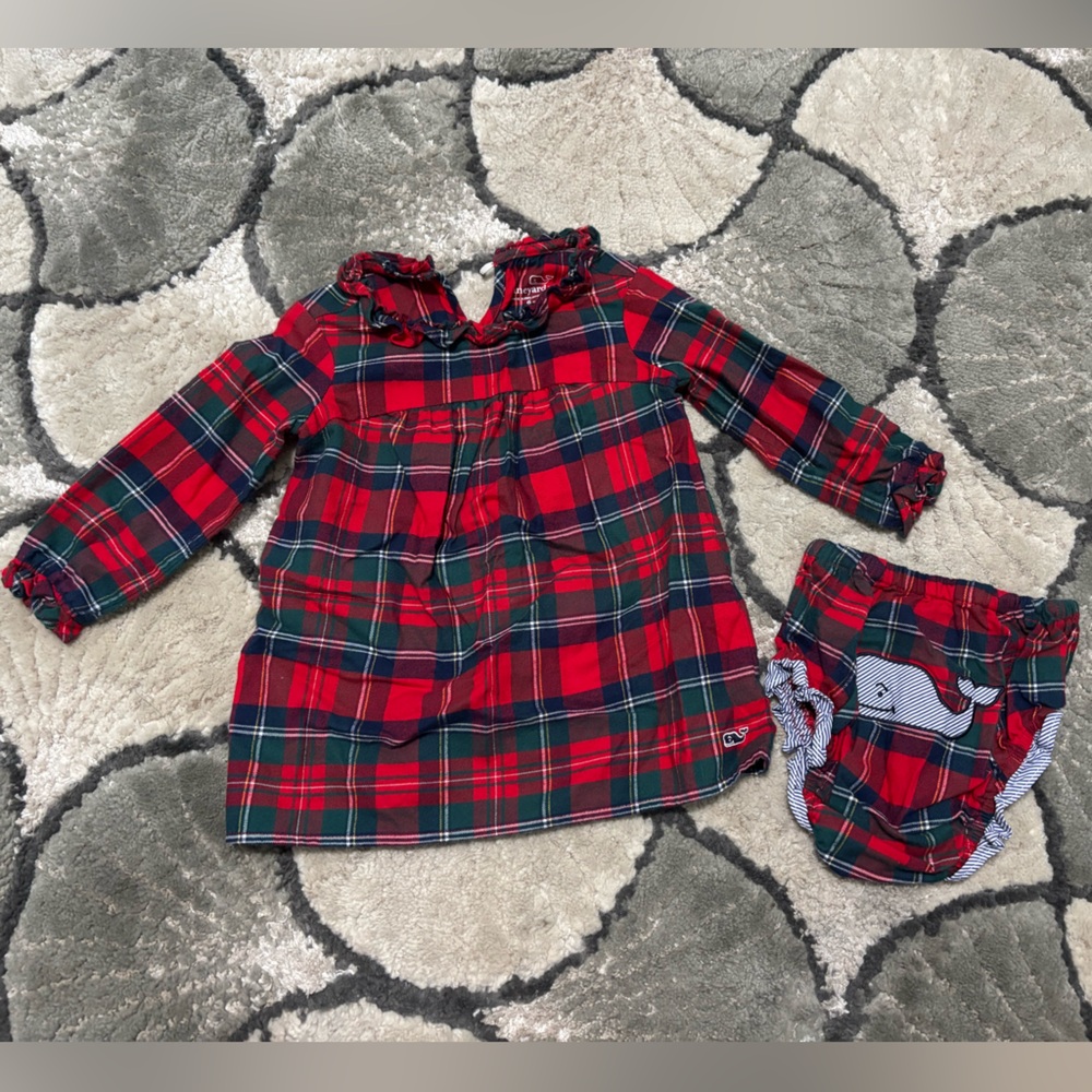 Vineyard Vines Plaid Baby Dress Set